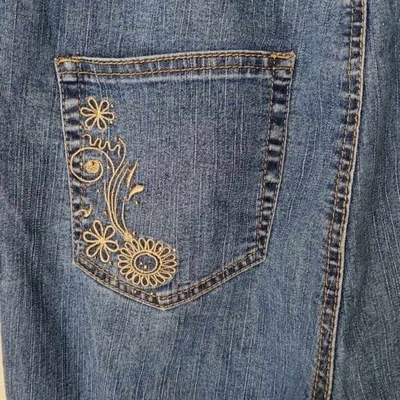 COS Jeans Medium Wash Cuffed Cropped Embellished High Rise Denim Plus Size 14W - Picture 4 of 8